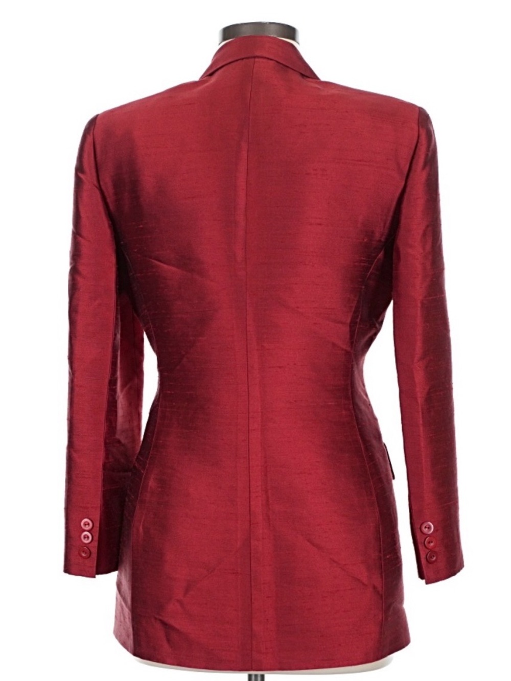 Vintage Oscar by Oscar de la Renta Tailored Red Shantung Silk Blazer | SIZE 6 - Picture 5 of 11